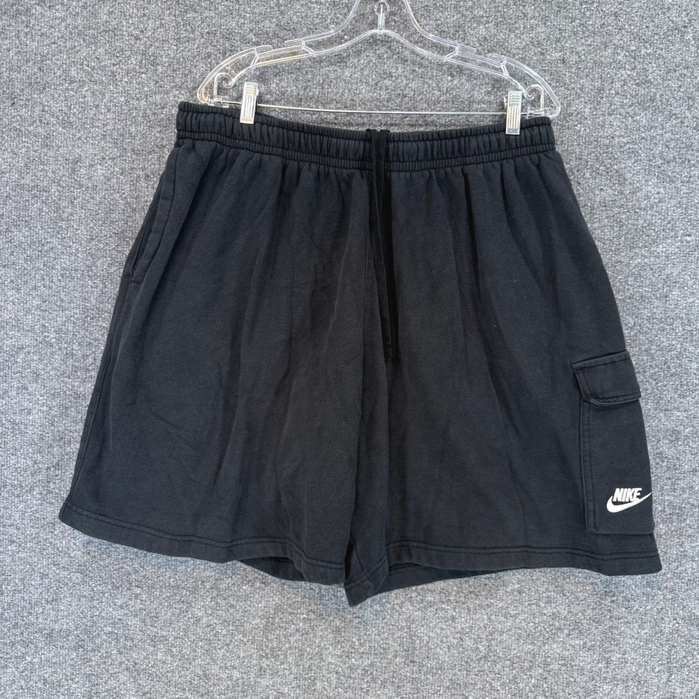 Nike Cargo Sweat Shorts Mens XXL Black Fleece Pocket Athletic Casual Loungewear